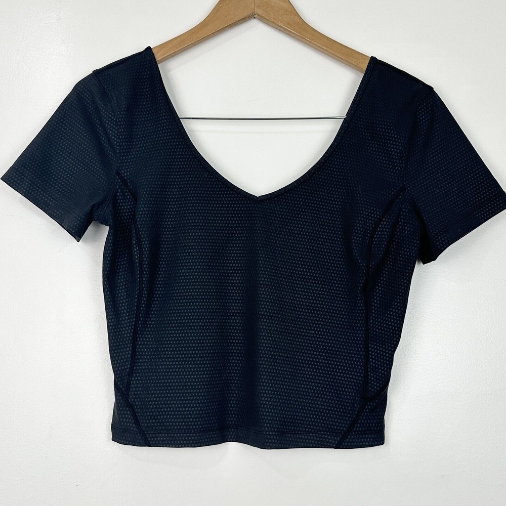 lululemon athletica Black Short Sleeve V-Neck Cropped Tee